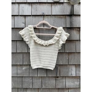 HM Cream Knit Ruffled Sleeve Crop Top Size small